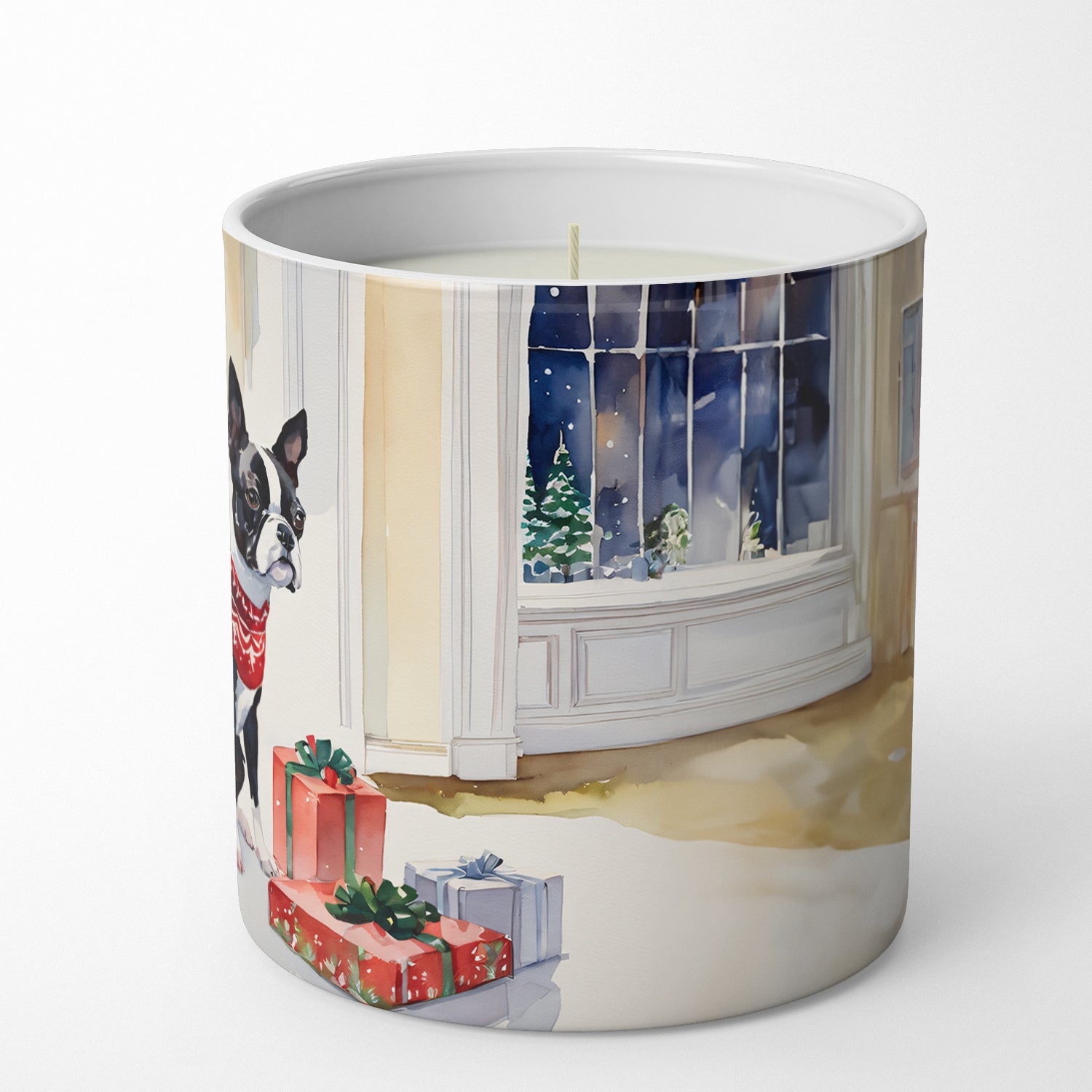 Boston Terrier Cozy Christmas Decorative Soy Candle