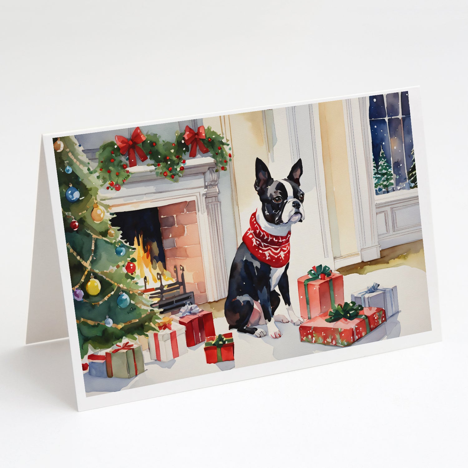 Buy this Boston Terrier Cozy Christmas Greeting Cards Pack of 8