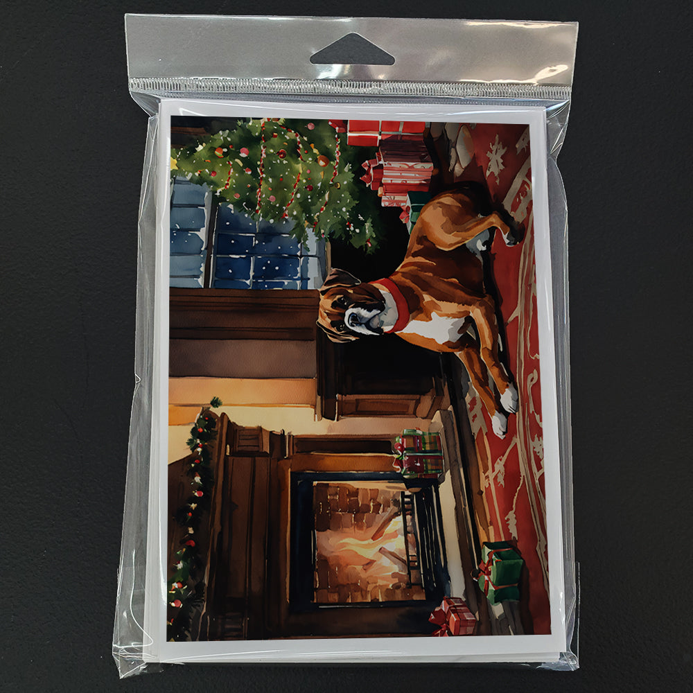 Boxer Cozy Christmas Greeting Cards Pack of 8
