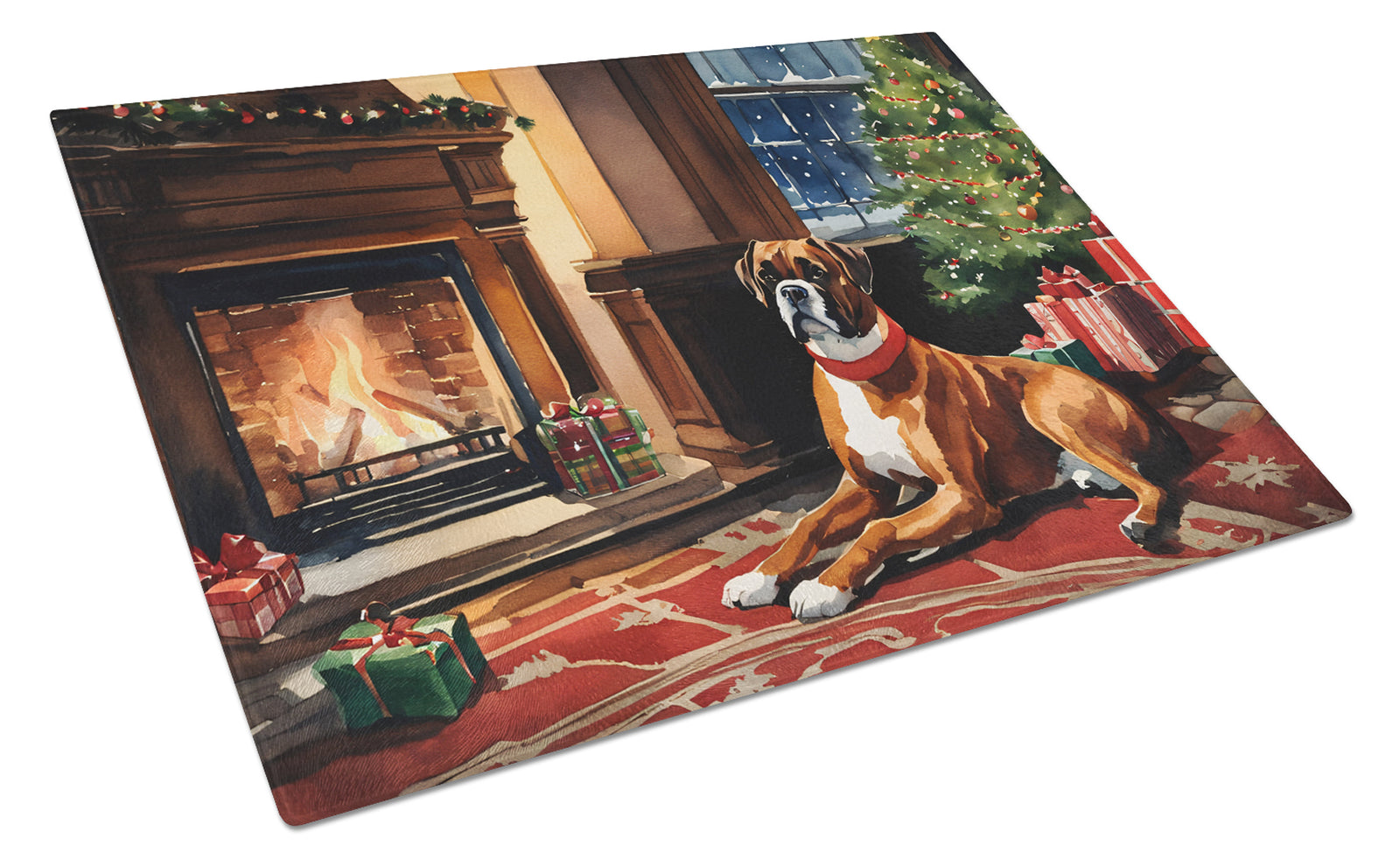 Buy this Boxer Cozy Christmas Glass Cutting Board Large