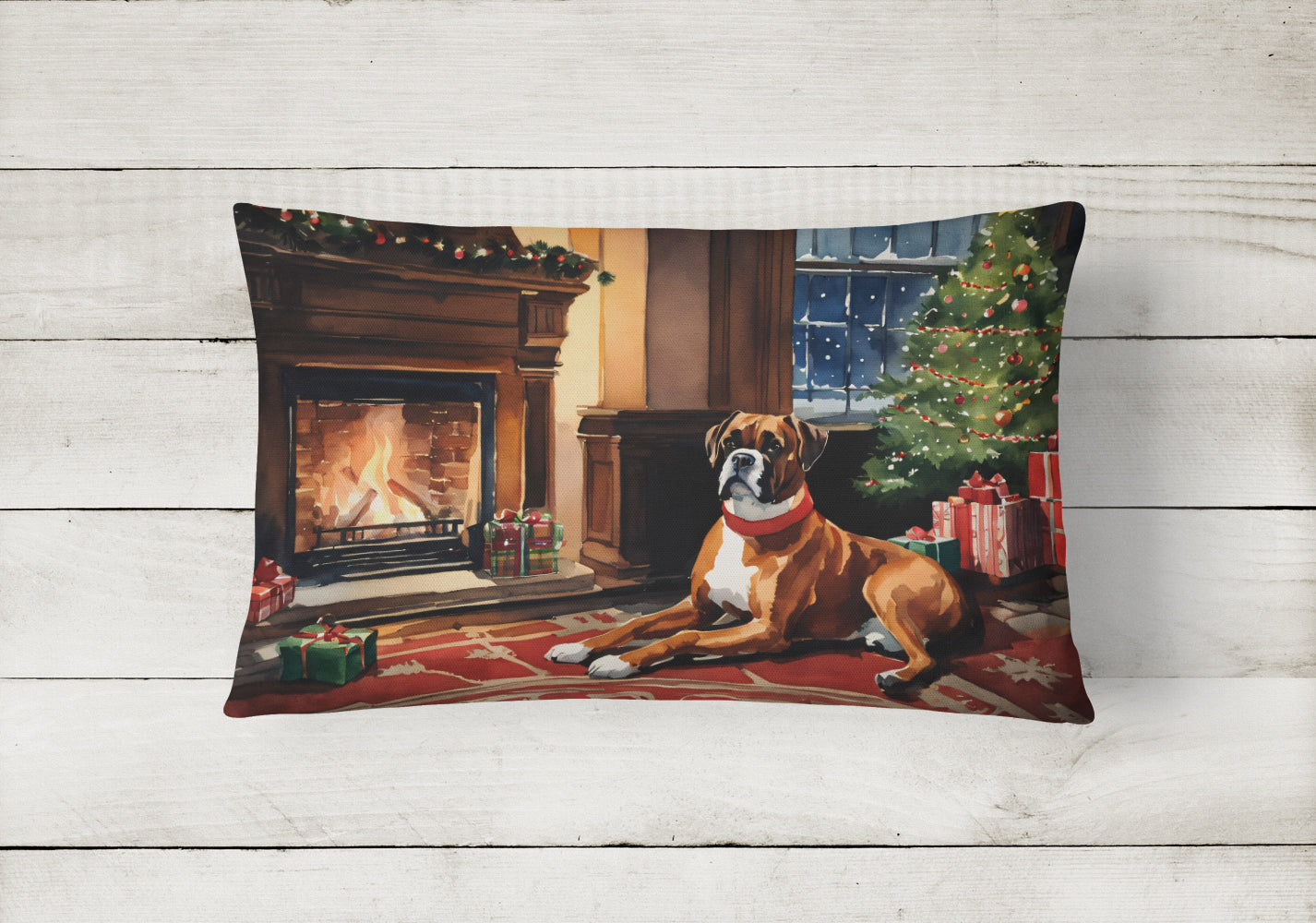 Boxer Cozy Christmas Throw Pillow