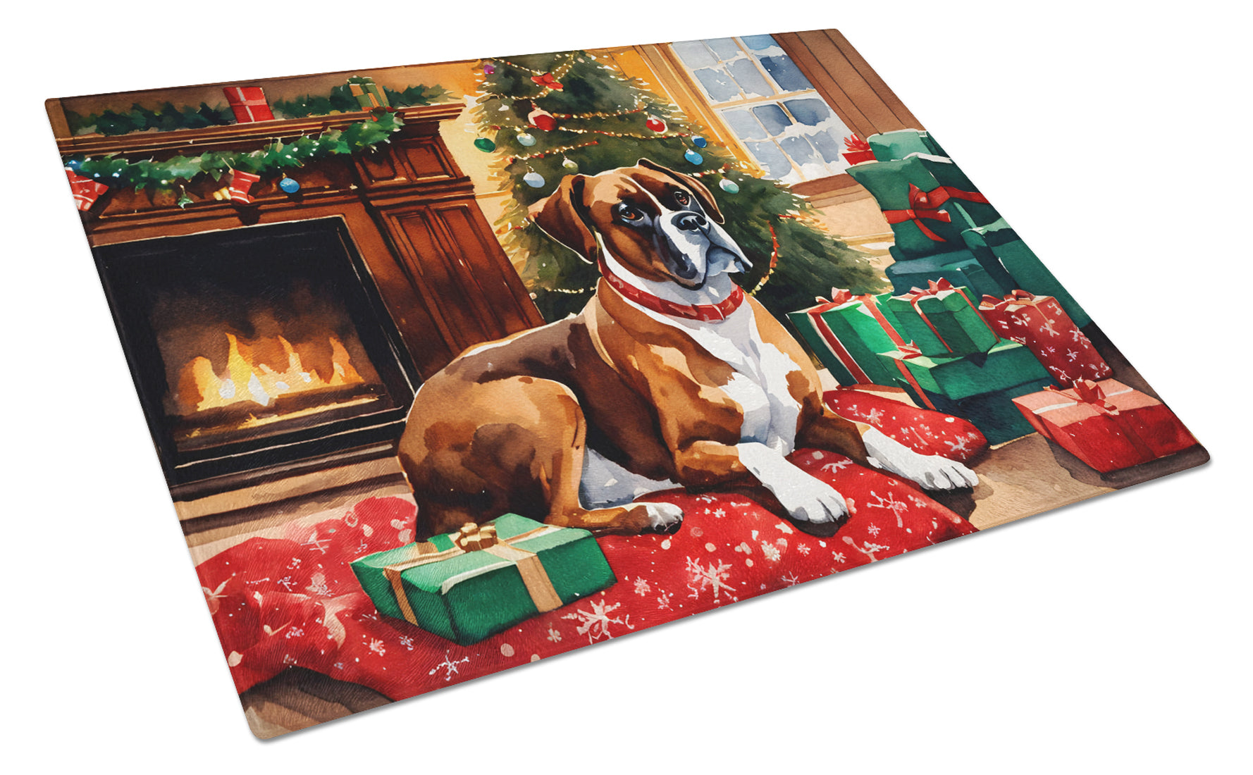 Buy this Boxer Cozy Christmas Glass Cutting Board Large