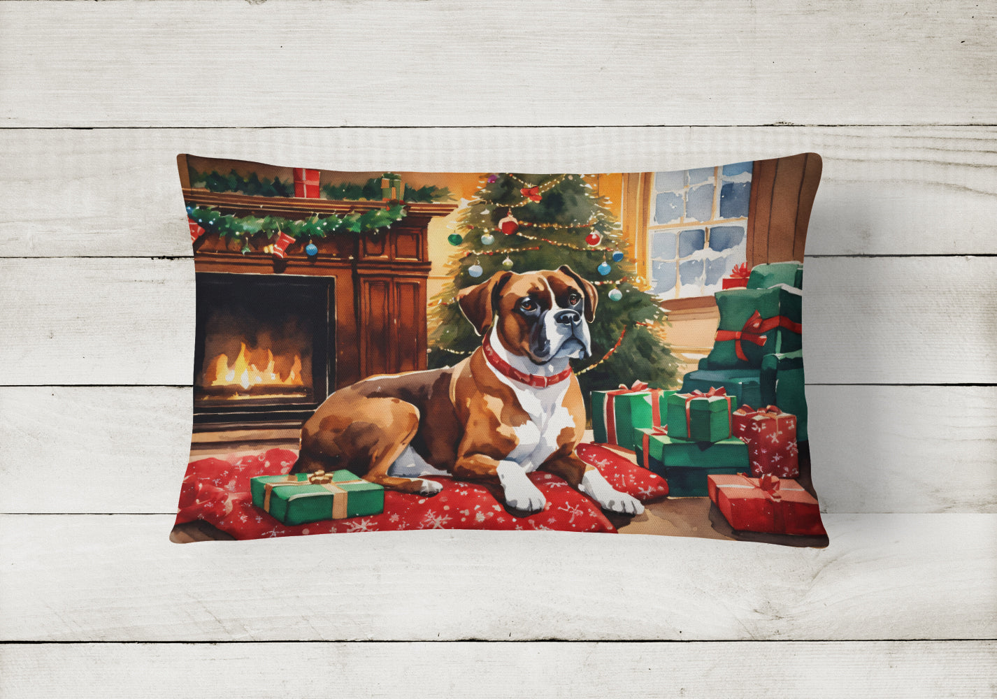 Boxer Cozy Christmas Throw Pillow