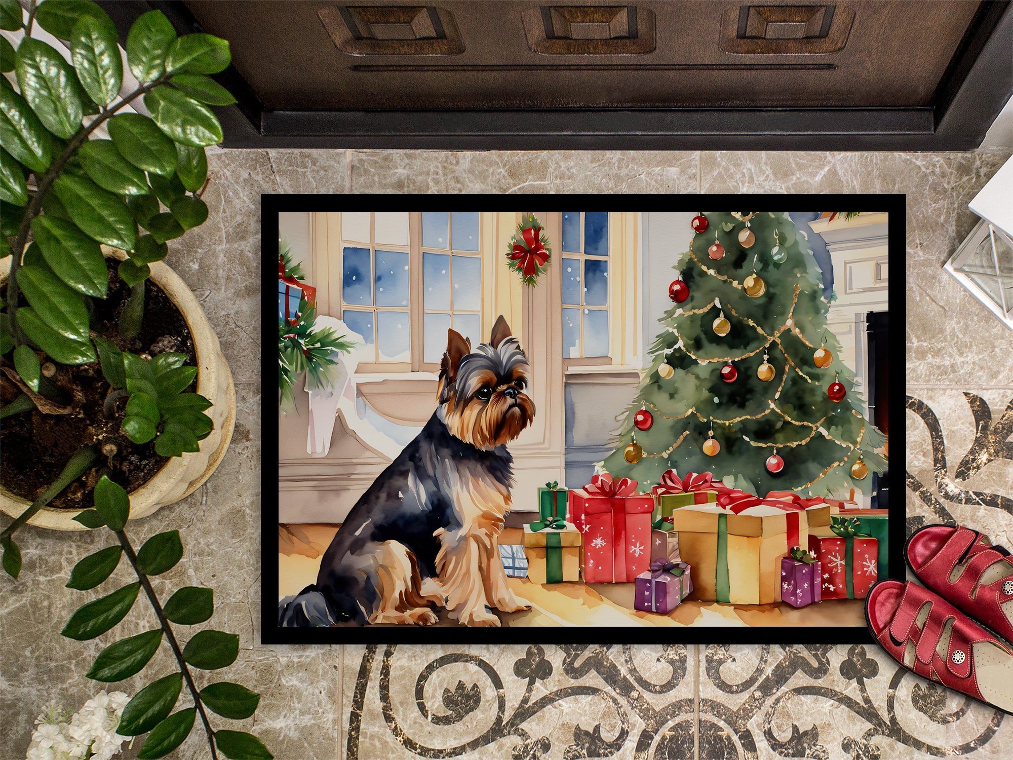 Brussels Griffon Cozy Christmas Doormat