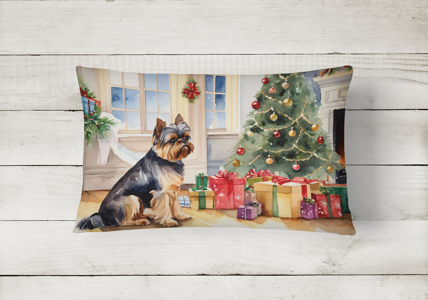 Brussels Griffon Cozy Christmas Throw Pillow