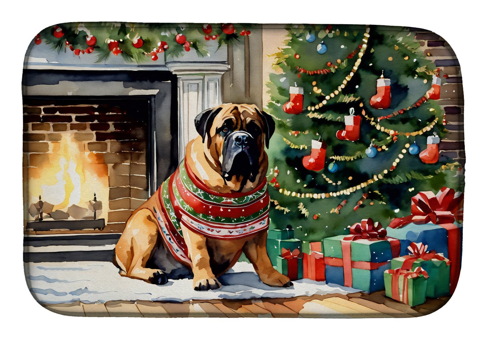 Buy this Bullmastiff Cozy Christmas Dish Drying Mat