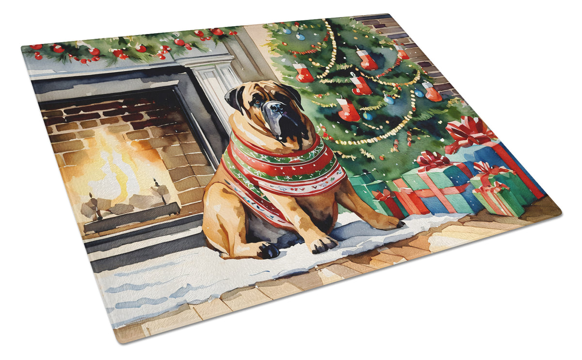 Buy this Bullmastiff Cozy Christmas Glass Cutting Board Large