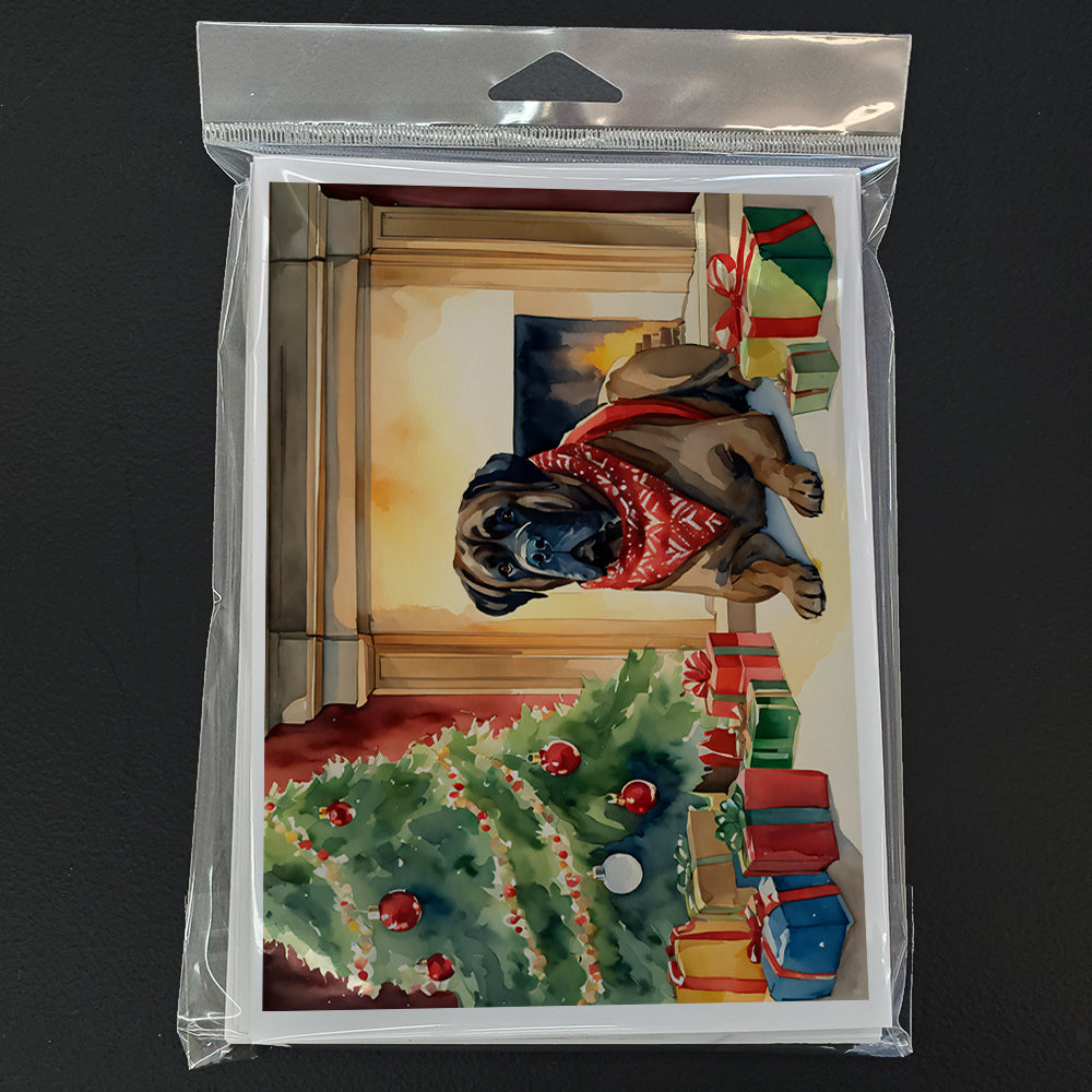 Bullmastiff Cozy Christmas Greeting Cards Pack of 8
