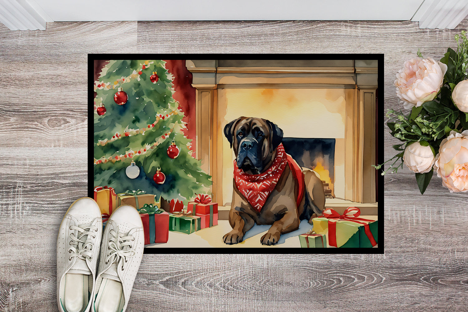 Bullmastiff Cozy Christmas Doormat
