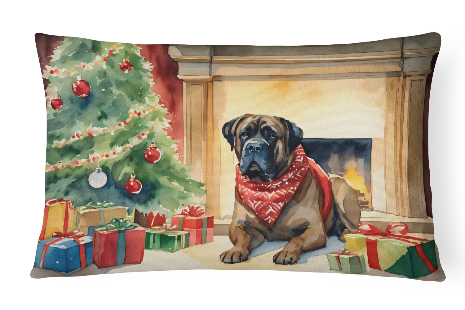 Buy this Bullmastiff Cozy Christmas Throw Pillow
