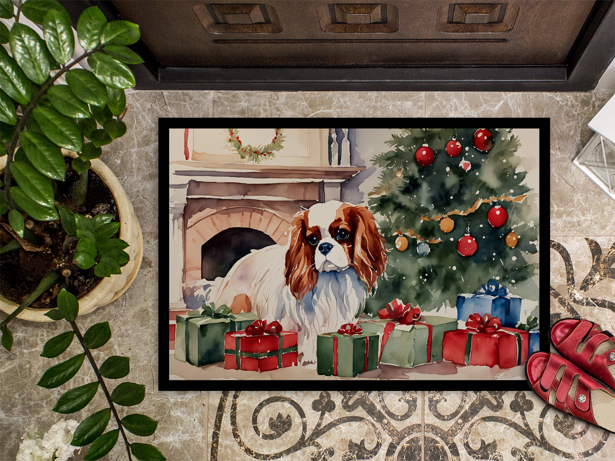 Cavalier Spaniel Cozy Christmas Doormat