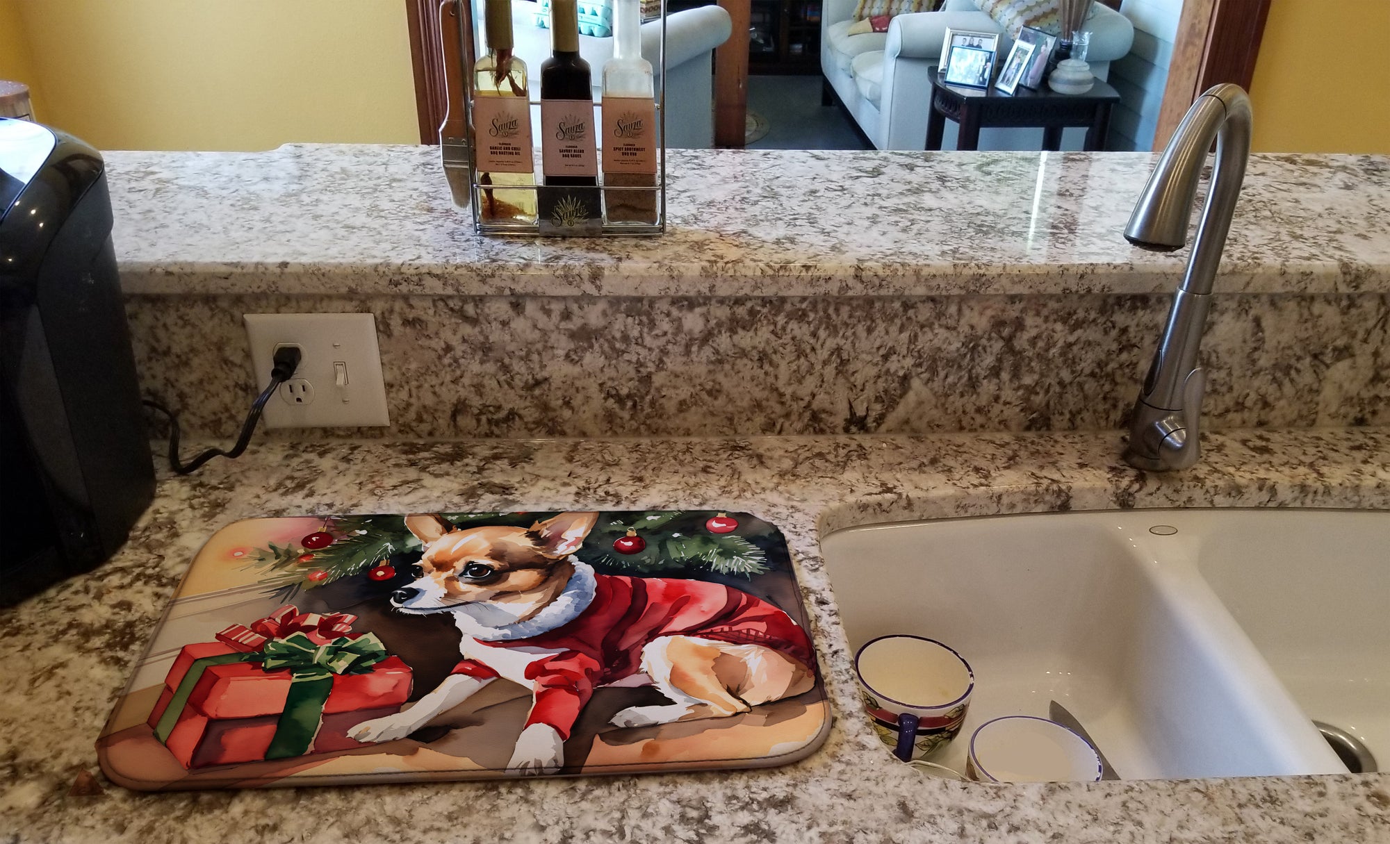 Buy this Chihuahua Cozy Christmas Dish Drying Mat