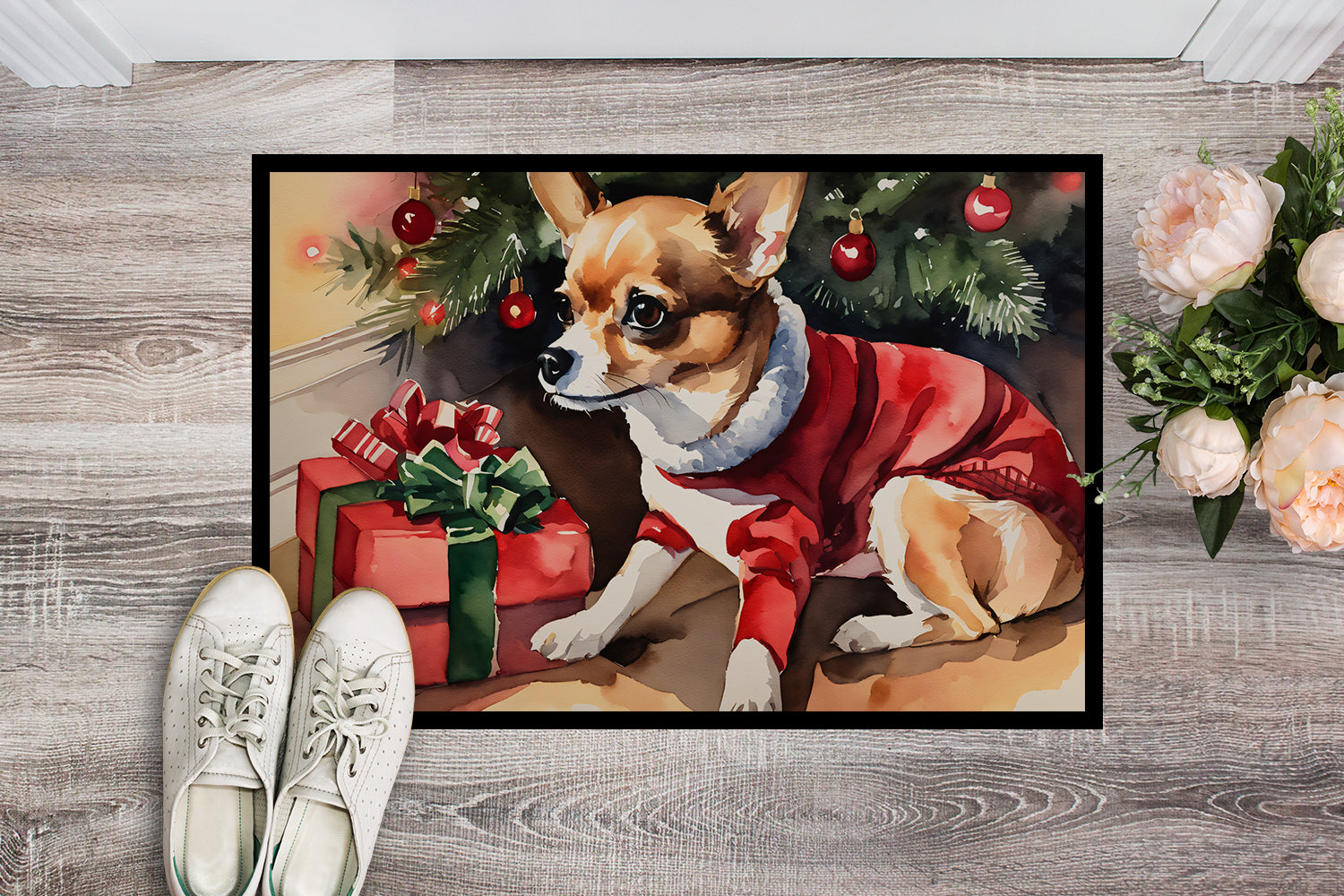 Chihuahua Cozy Christmas Doormat