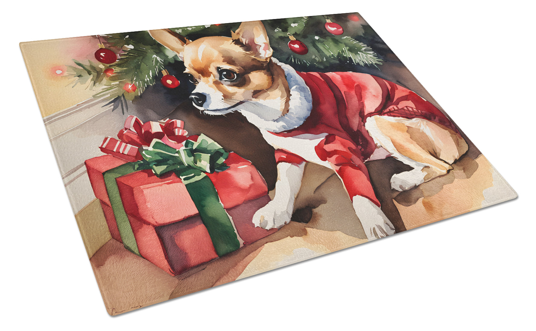 Buy this Chihuahua Cozy Christmas Glass Cutting Board Large