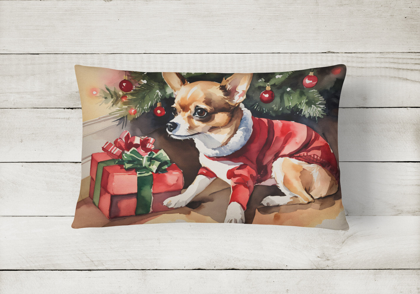 Chihuahua Cozy Christmas Throw Pillow