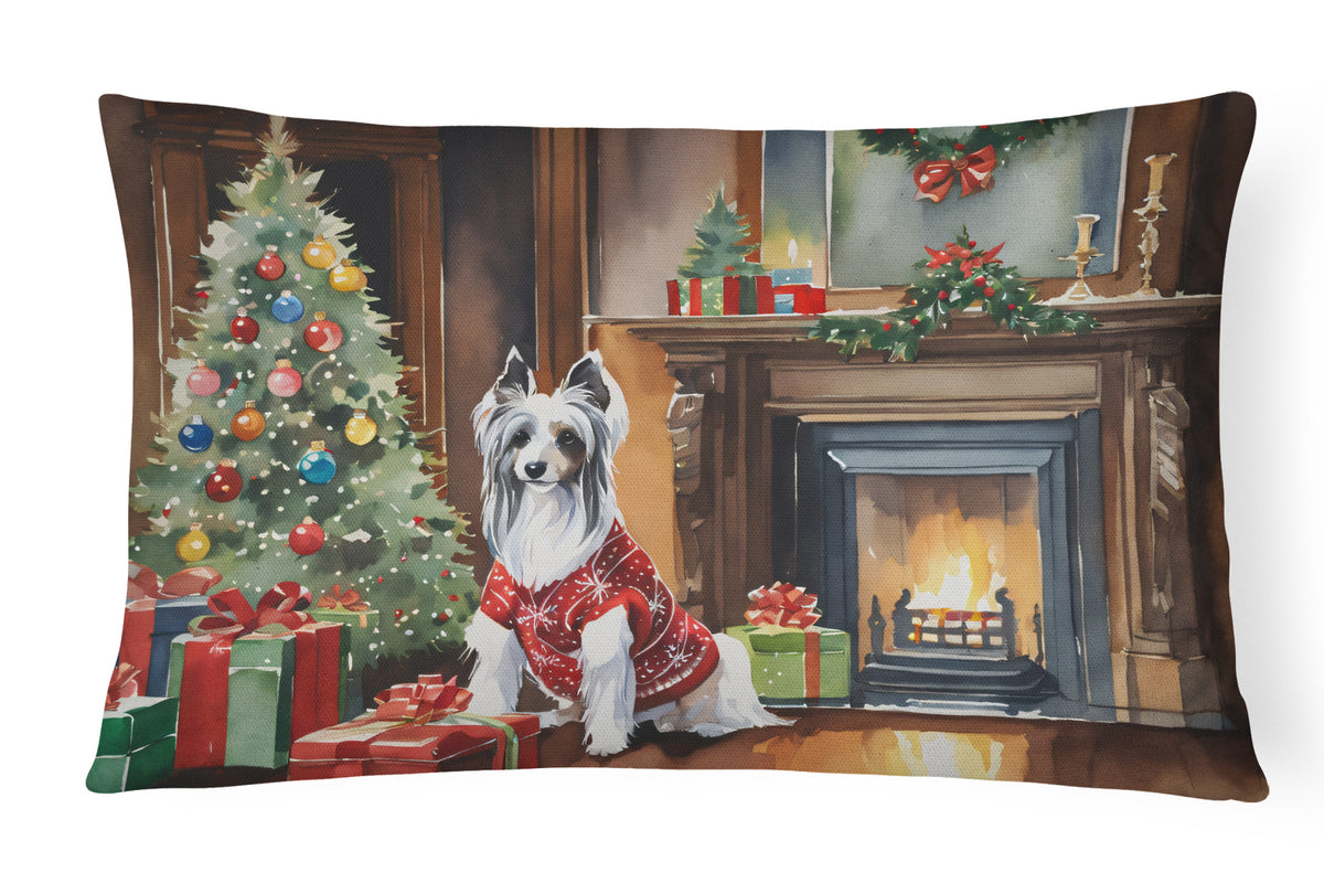 Buy this Chinese Crested Cozy Christmas Throw Pillow