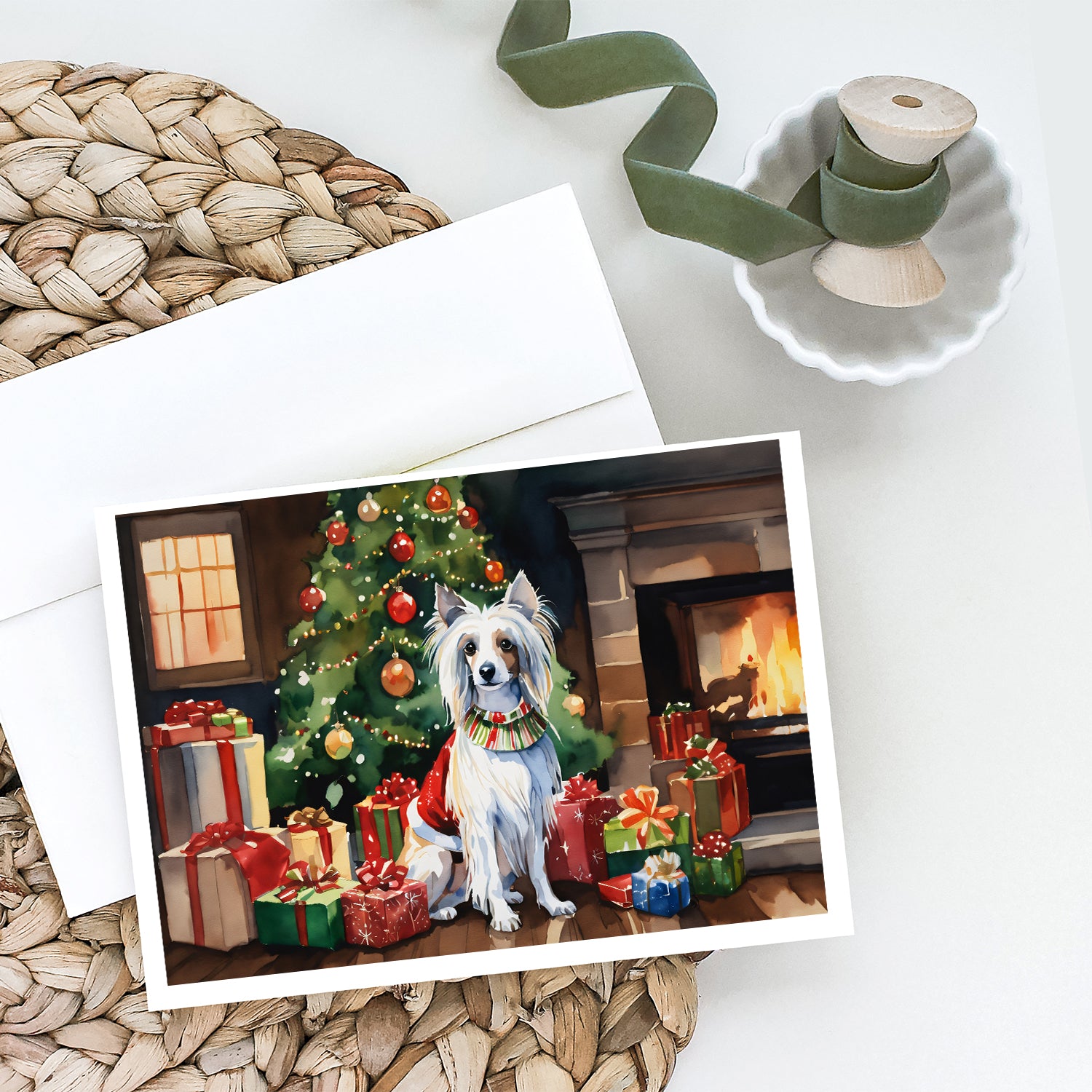 Chinese Crested Cozy Christmas Greeting Cards Pack of 8