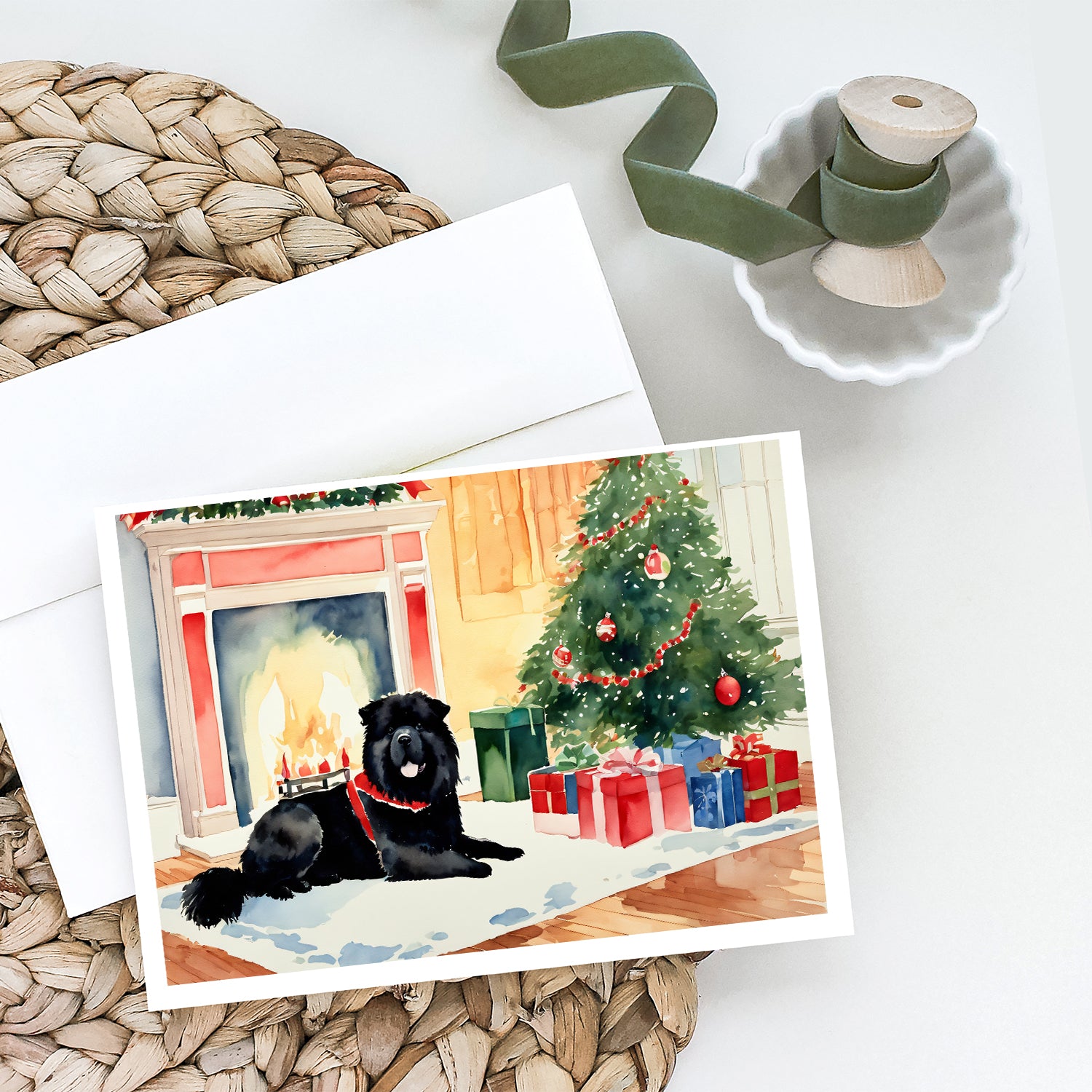 Chow Chow Cozy Christmas Greeting Cards Pack of 8