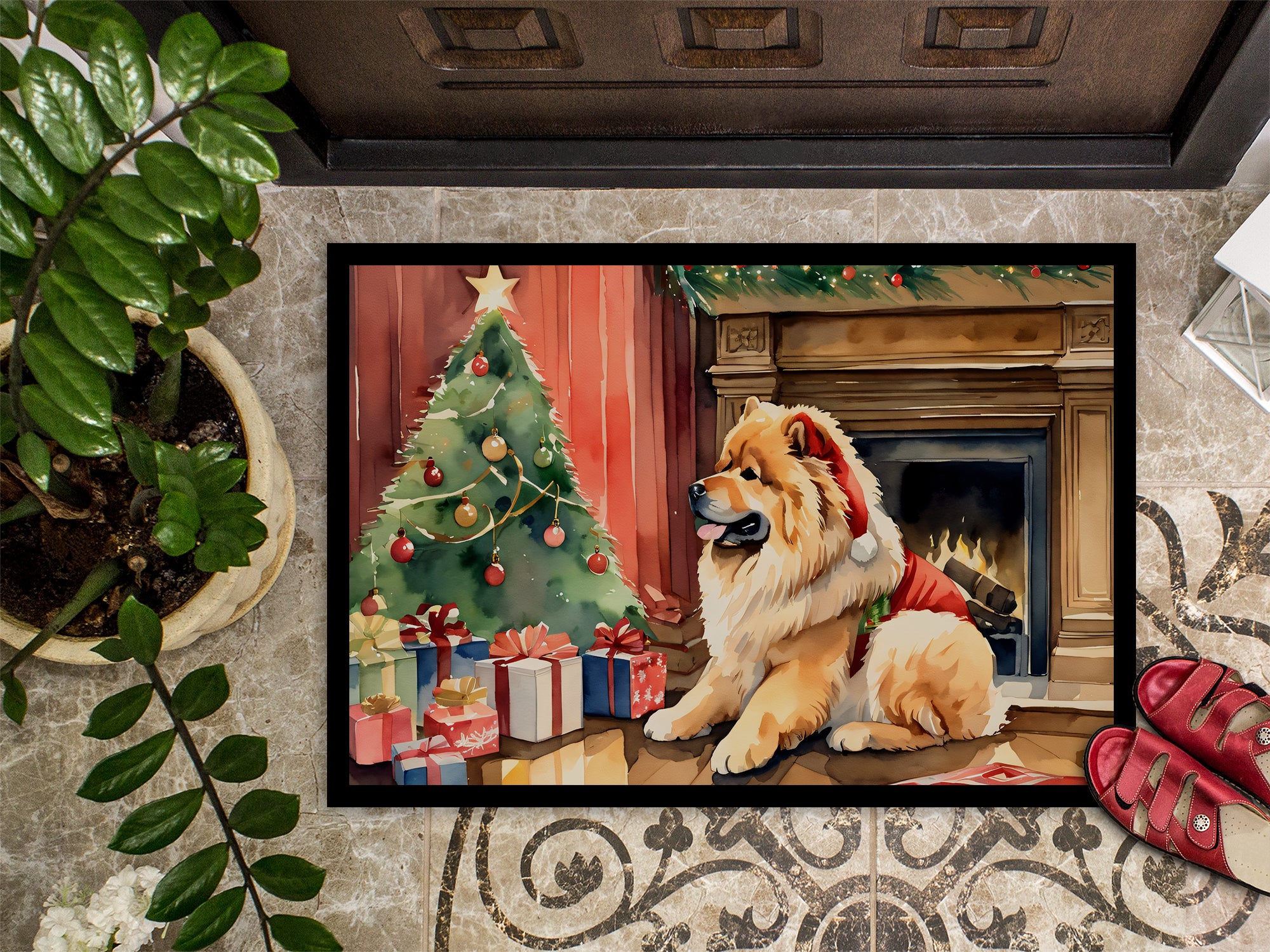 Chow Chow Cozy Christmas Doormat