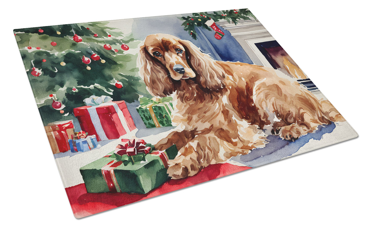 Buy this Cocker Spaniel Cozy Christmas Glass Cutting Board Large