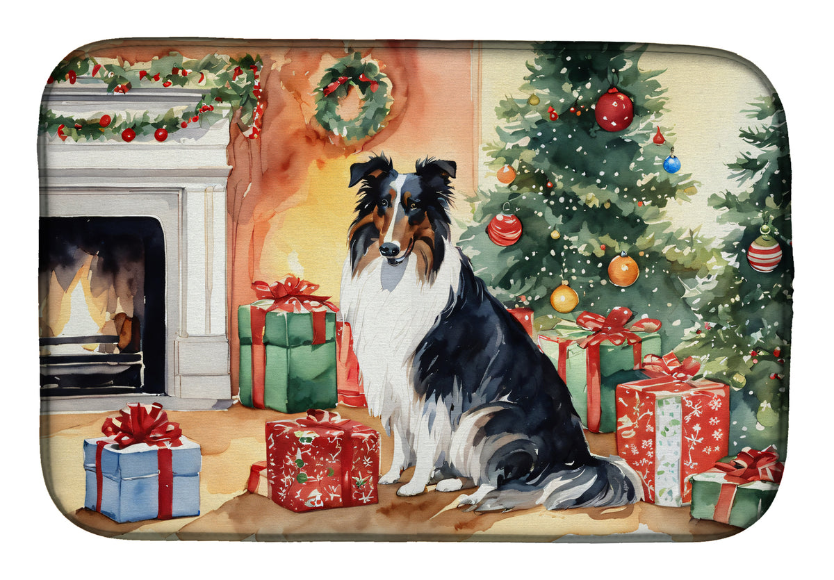 Buy this Collie Cozy Christmas Dish Drying Mat
