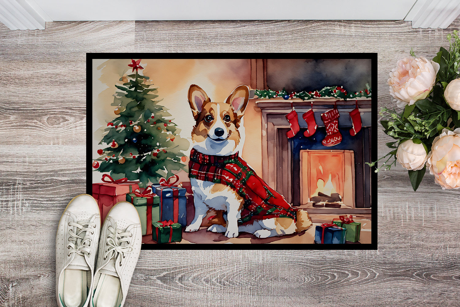 Corgi Cozy Christmas Doormat