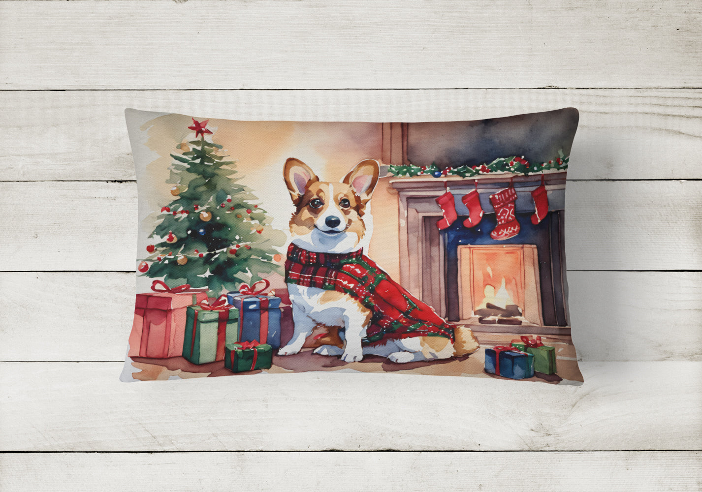 Corgi Cozy Christmas Throw Pillow