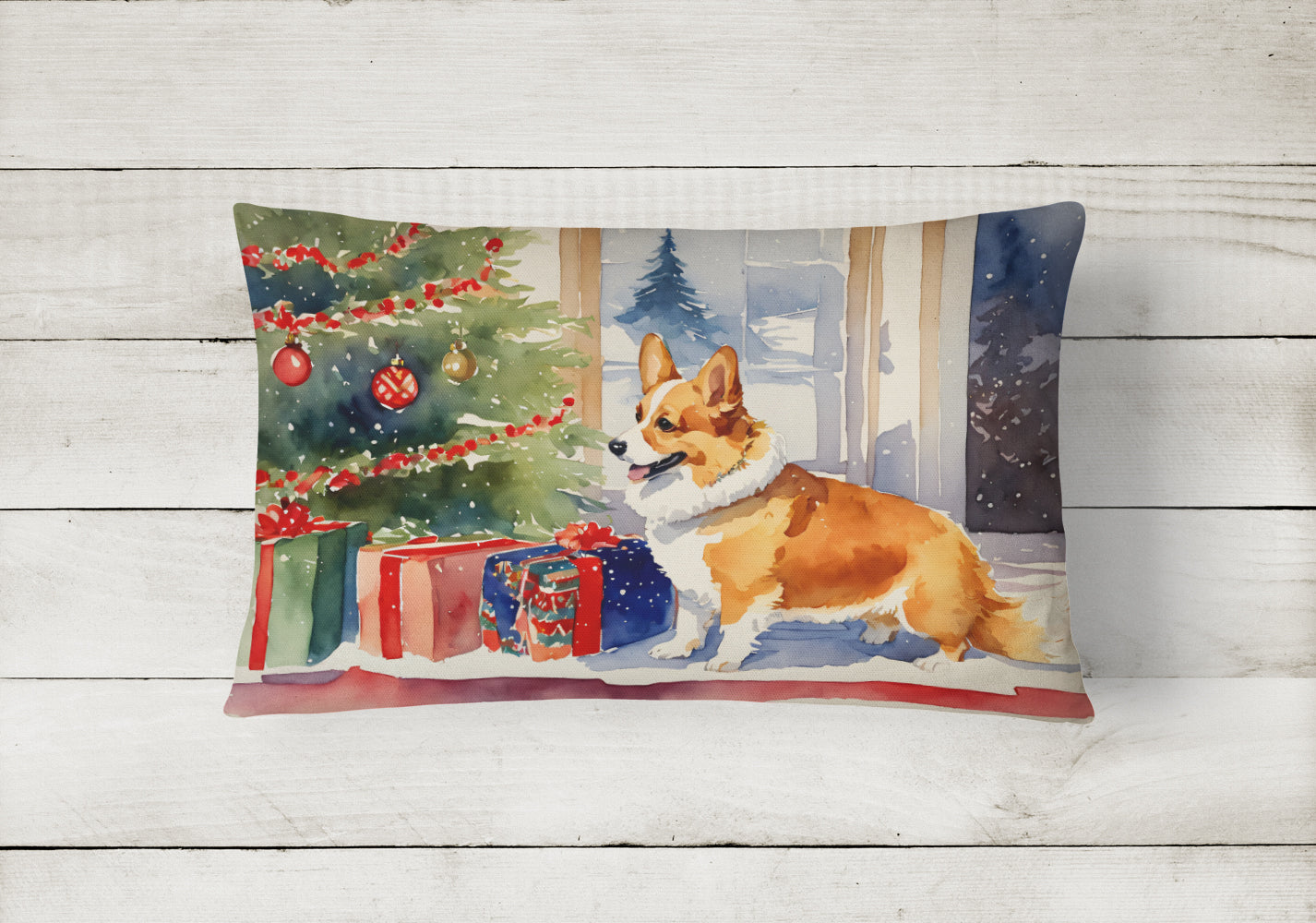 Corgi Cozy Christmas Throw Pillow