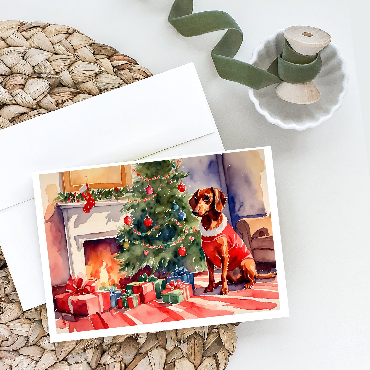 Dachshund Cozy Christmas Greeting Cards Pack of 8