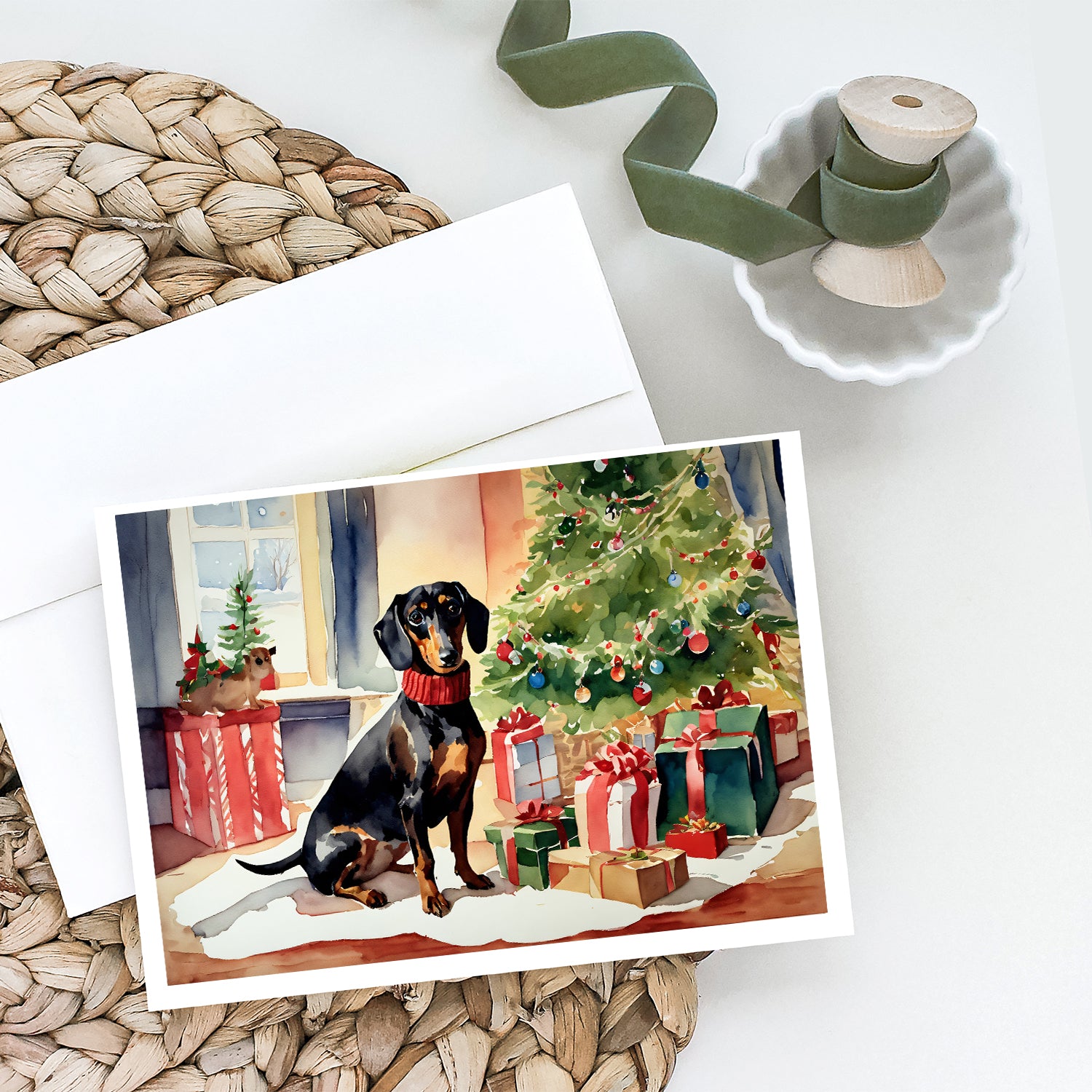 Dachshund Cozy Christmas Greeting Cards Pack of 8