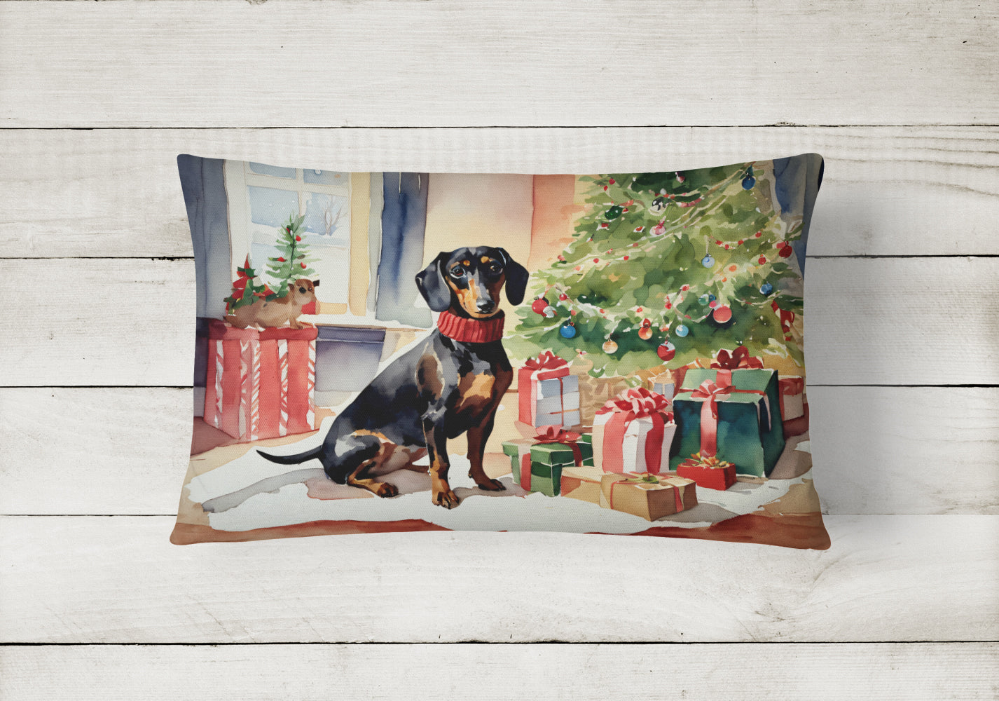 Buy this Dachshund Cozy Christmas Throw Pillow