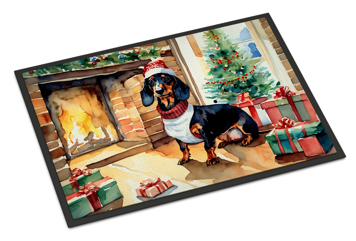 Caroline's Treasures Dachshund Cozy Christmas Doormat - Large 24x36 – Indoor/Outdoor Floor Mat with Artistic Flair