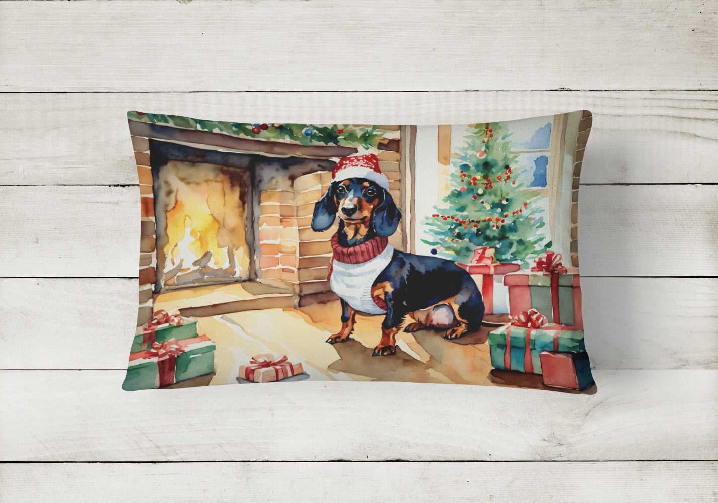 Caroline's Treasures Dachshund Cozy Christmas Throw Pillow