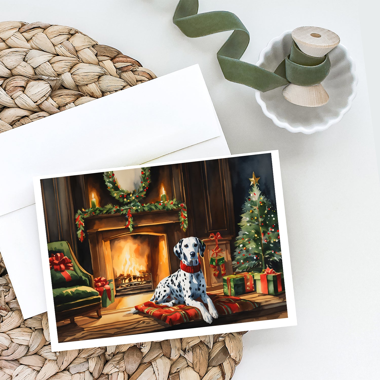 Dalmatian Cozy Christmas Greeting Cards Pack of 8