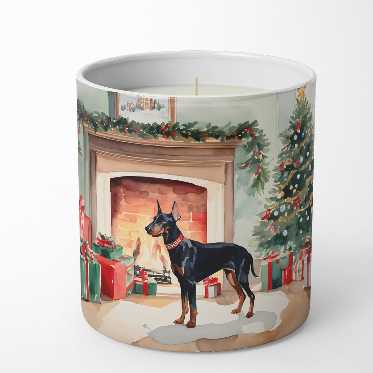 Buy this Doberman Pinscher Cozy Christmas Decorative Soy Candle