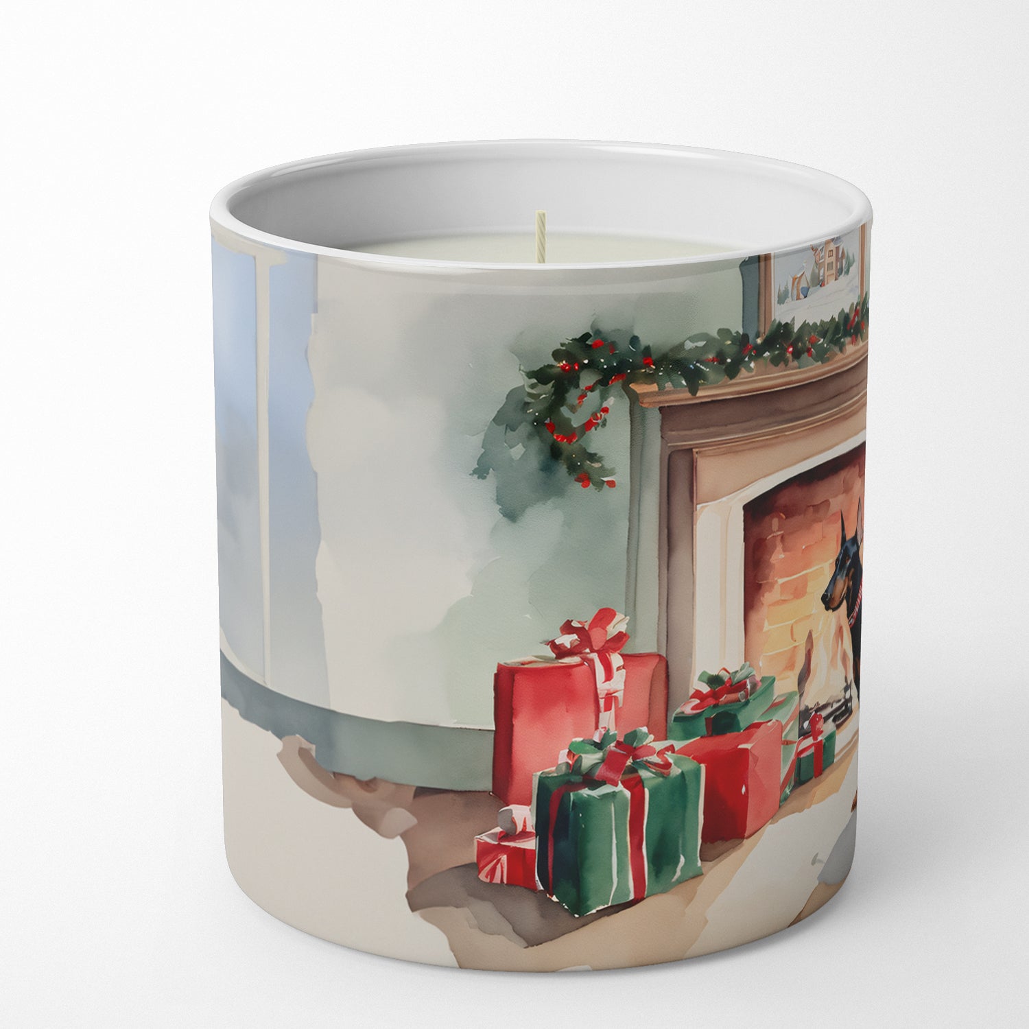 Doberman Pinscher Cozy Christmas Decorative Soy Candle
