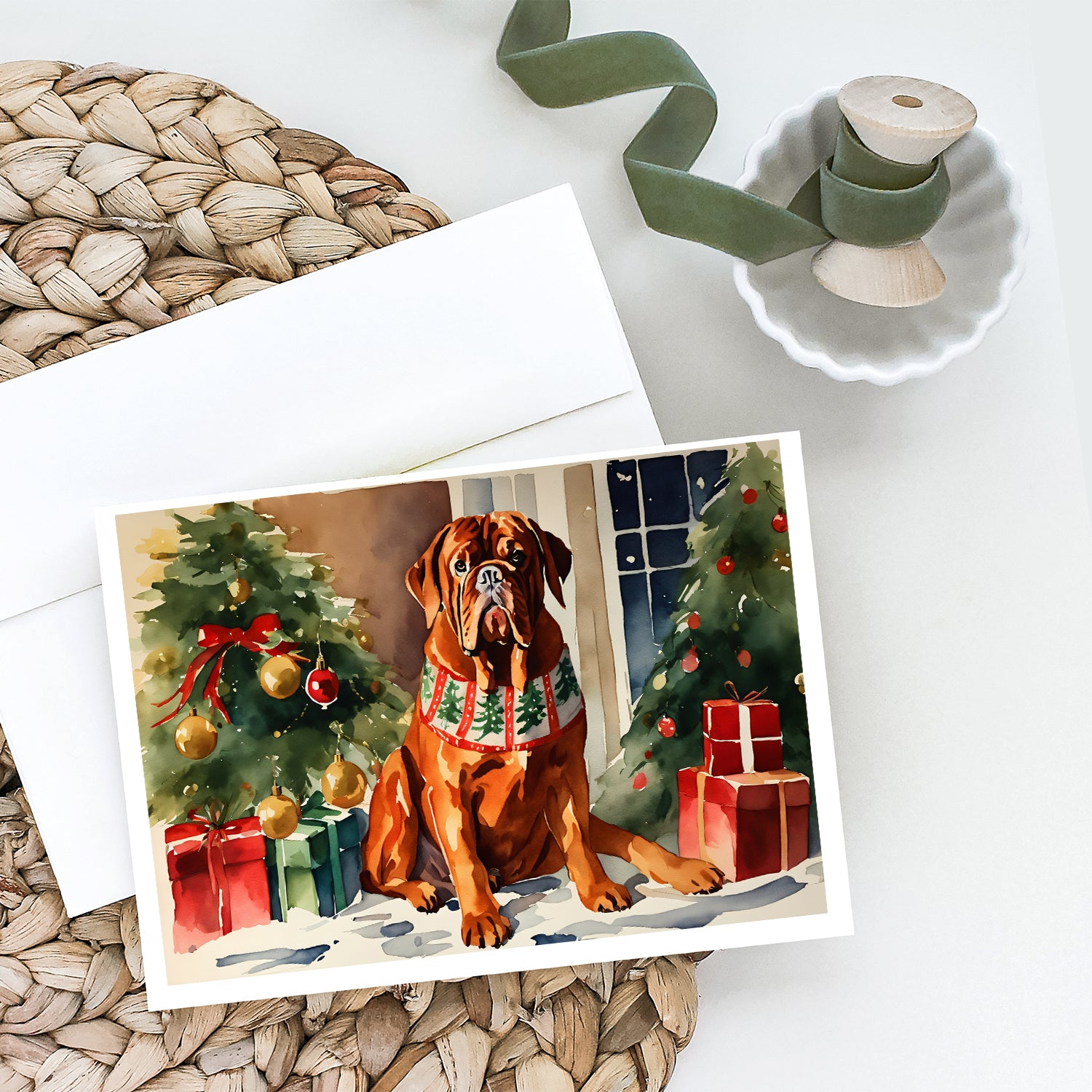 Dogue de Bordeaux Cozy Christmas Greeting Cards Pack of 8