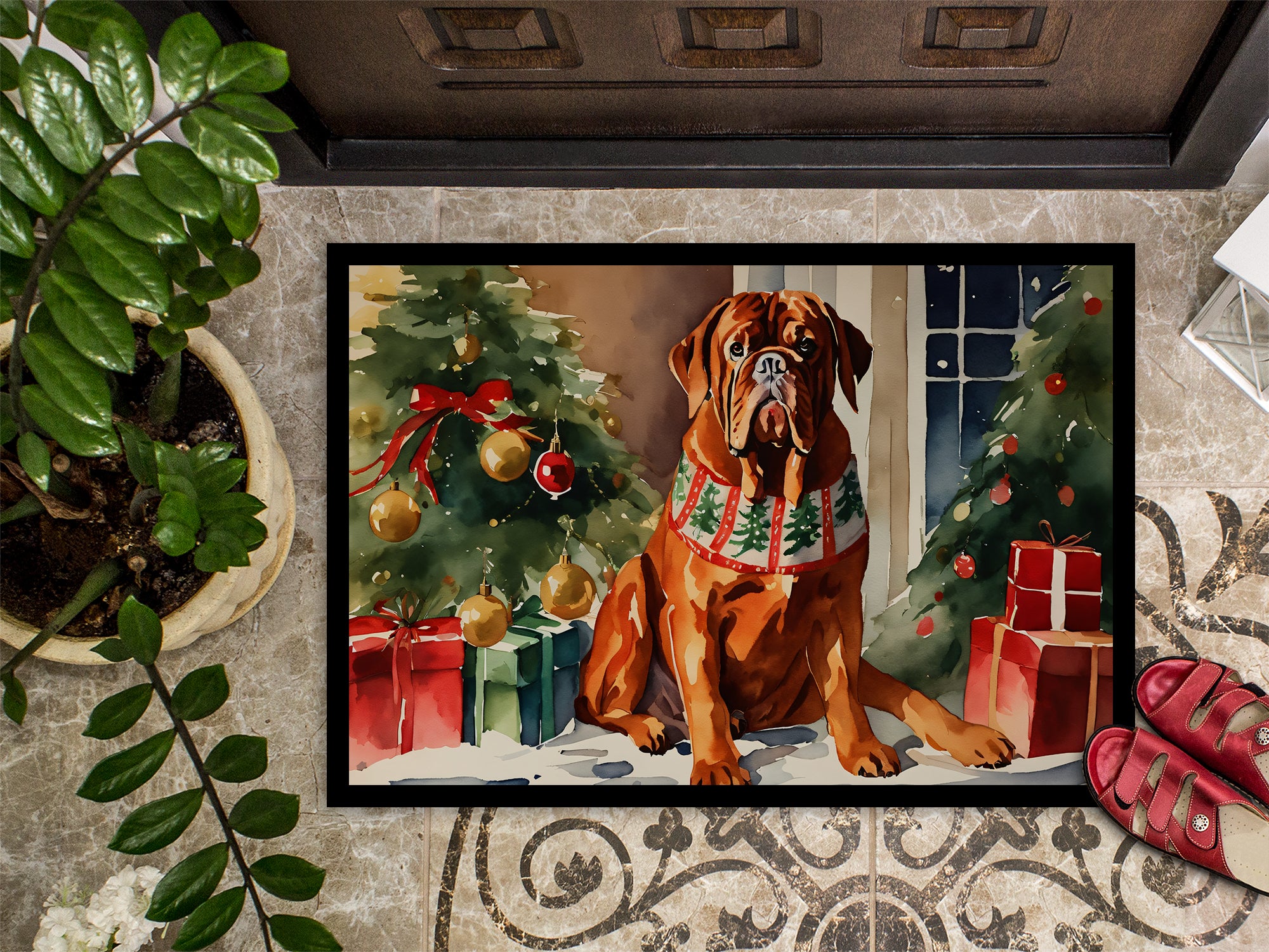 Dogue de Bordeaux Cozy Christmas Doormat