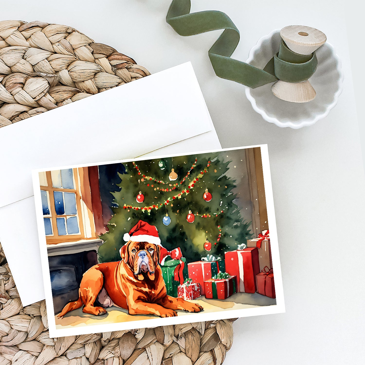 Dogue de Bordeaux Cozy Christmas Greeting Cards Pack of 8
