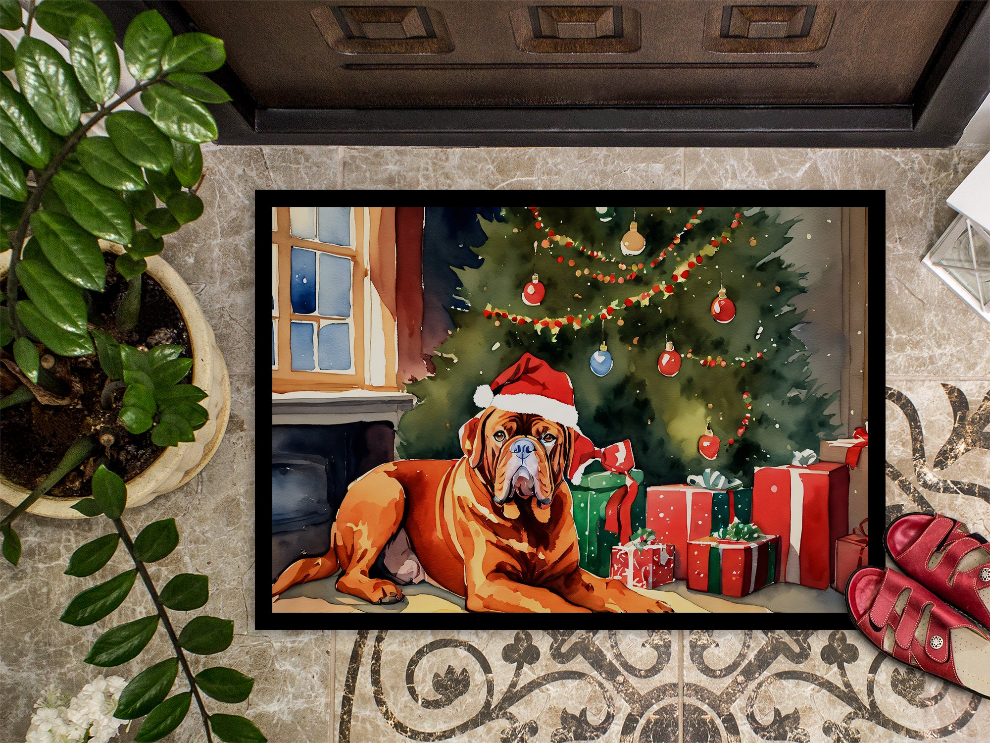 Dogue de Bordeaux Cozy Christmas Doormat