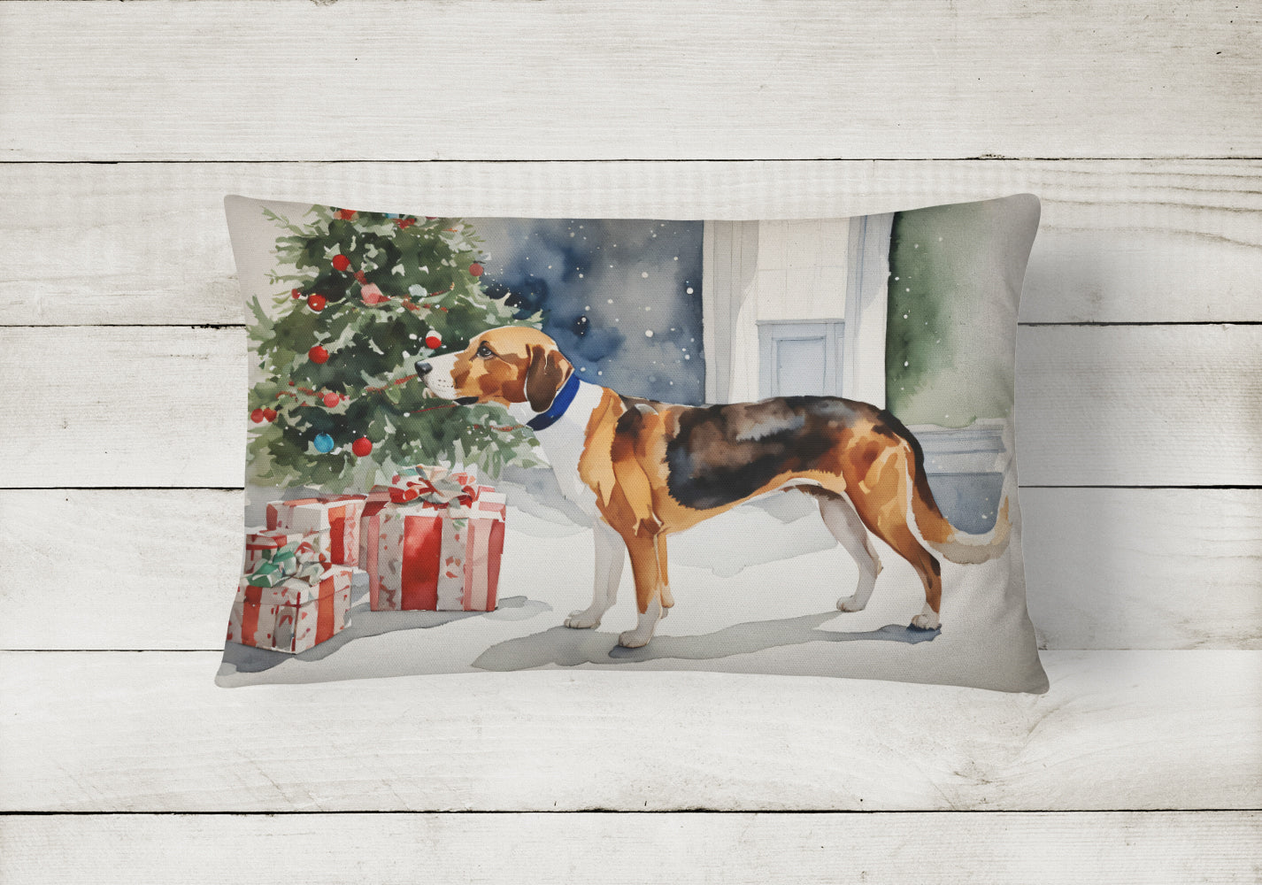 Buy this English Foxhound Cozy Christmas Throw Pillow