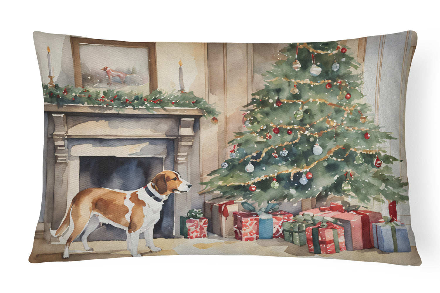 Buy this English Foxhound Cozy Christmas Throw Pillow