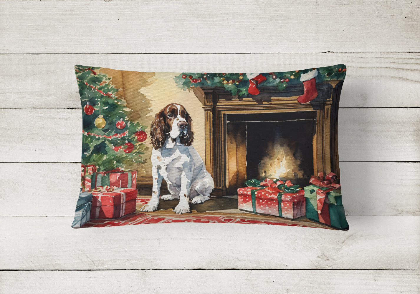 English Springer Spaniel Cozy Christmas Throw Pillow