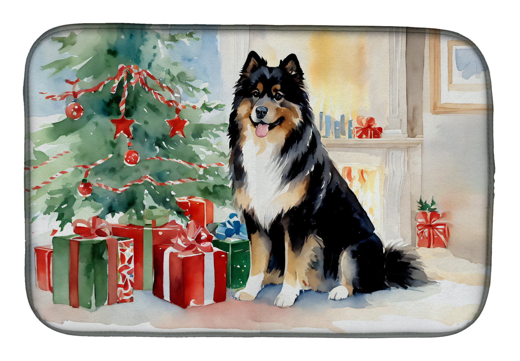 Buy this Finnish Lapphund Cozy Christmas Dish Drying Mat
