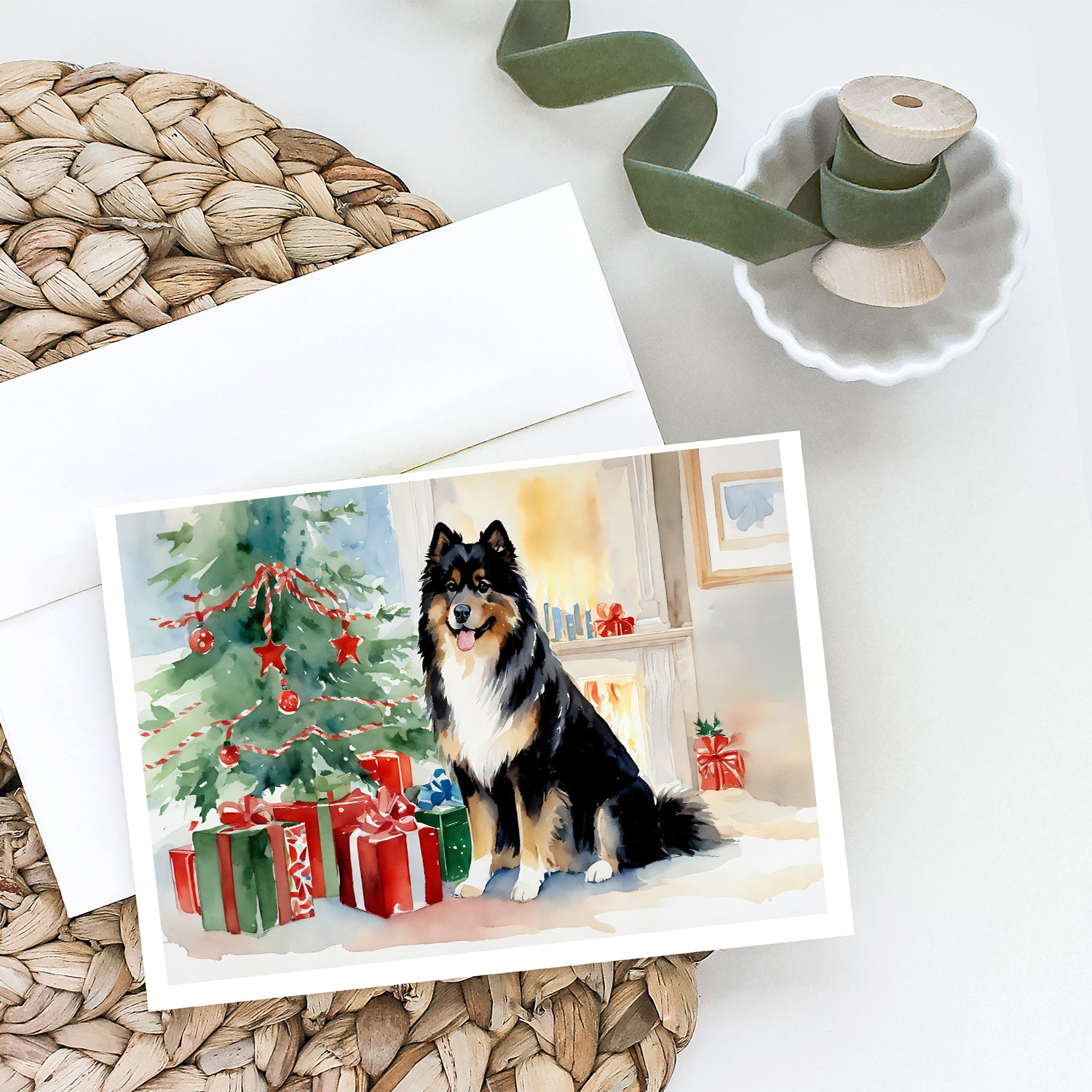 Finnish Lapphund Cozy Christmas Greeting Cards Pack of 8