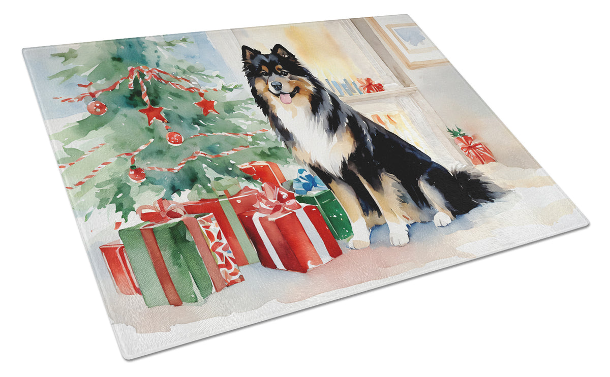 Buy this Finnish Lapphund Cozy Christmas Glass Cutting Board Large
