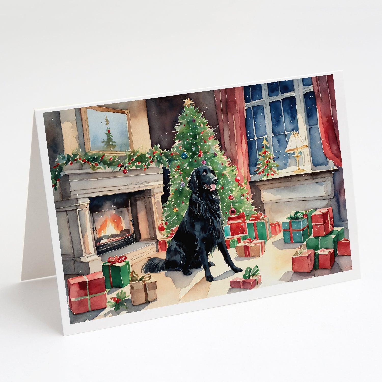Buy this Flat-Coated Retriever Cozy Christmas Greeting Cards Pack of 8