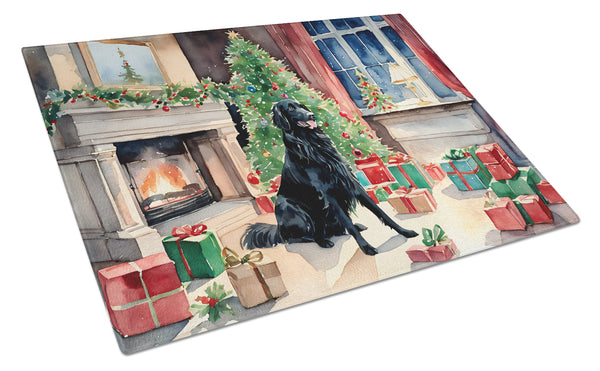 Buy this Flat-Coated Retriever Cozy Christmas Glass Cutting Board Large