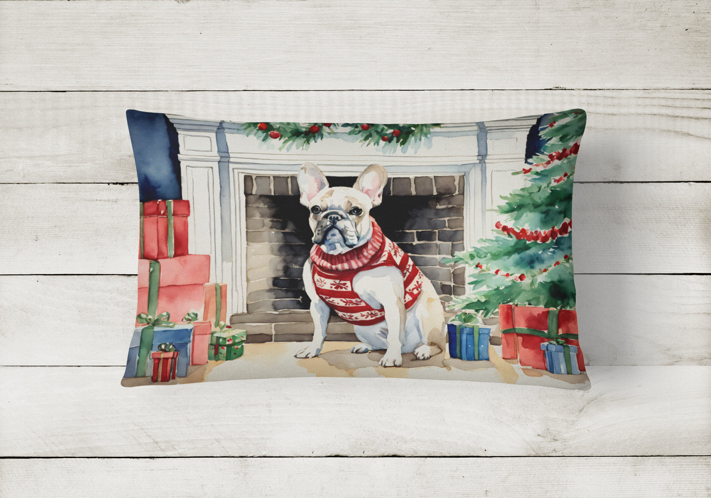 French Bulldog Cozy Christmas Throw Pillow
