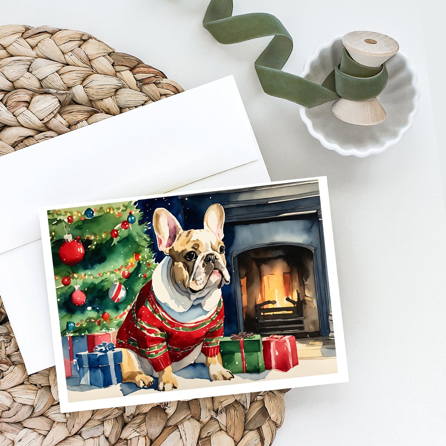 French Bulldog Cozy Christmas Greeting Cards Pack of 8